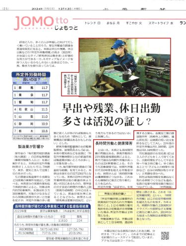 12/12　上毛新聞に掲載されました